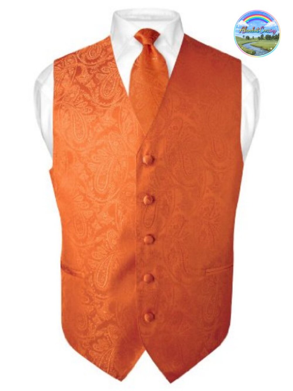 Vesuvio Napoli Men's Paisley Dress Vest & Necktie Set Formal Suit Tux Prom